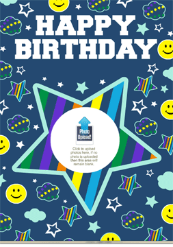 Star Photo Blue Smiley Card Star Photo Blue Smiley