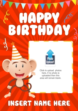 Kids Birthday Monkey Card Kids Birthday Monkey